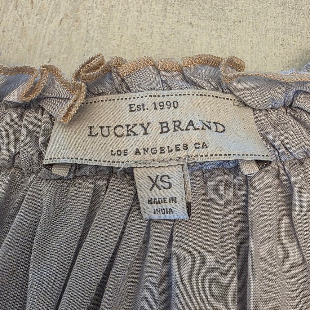 Lucky Brand Women's Embroidered Peasant Top SZ XS - Picture 4 of 5